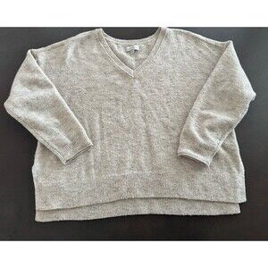 Lucky Brand V Neck Sweater Woman’s Cream Wool Blend ivory cozy sweater size L
